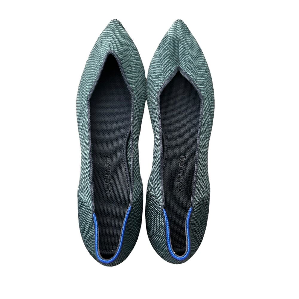Rothy's The Point Green Cedar Herringbone sz 13 Slip-on Ballet Flats - Picture 4 of 12